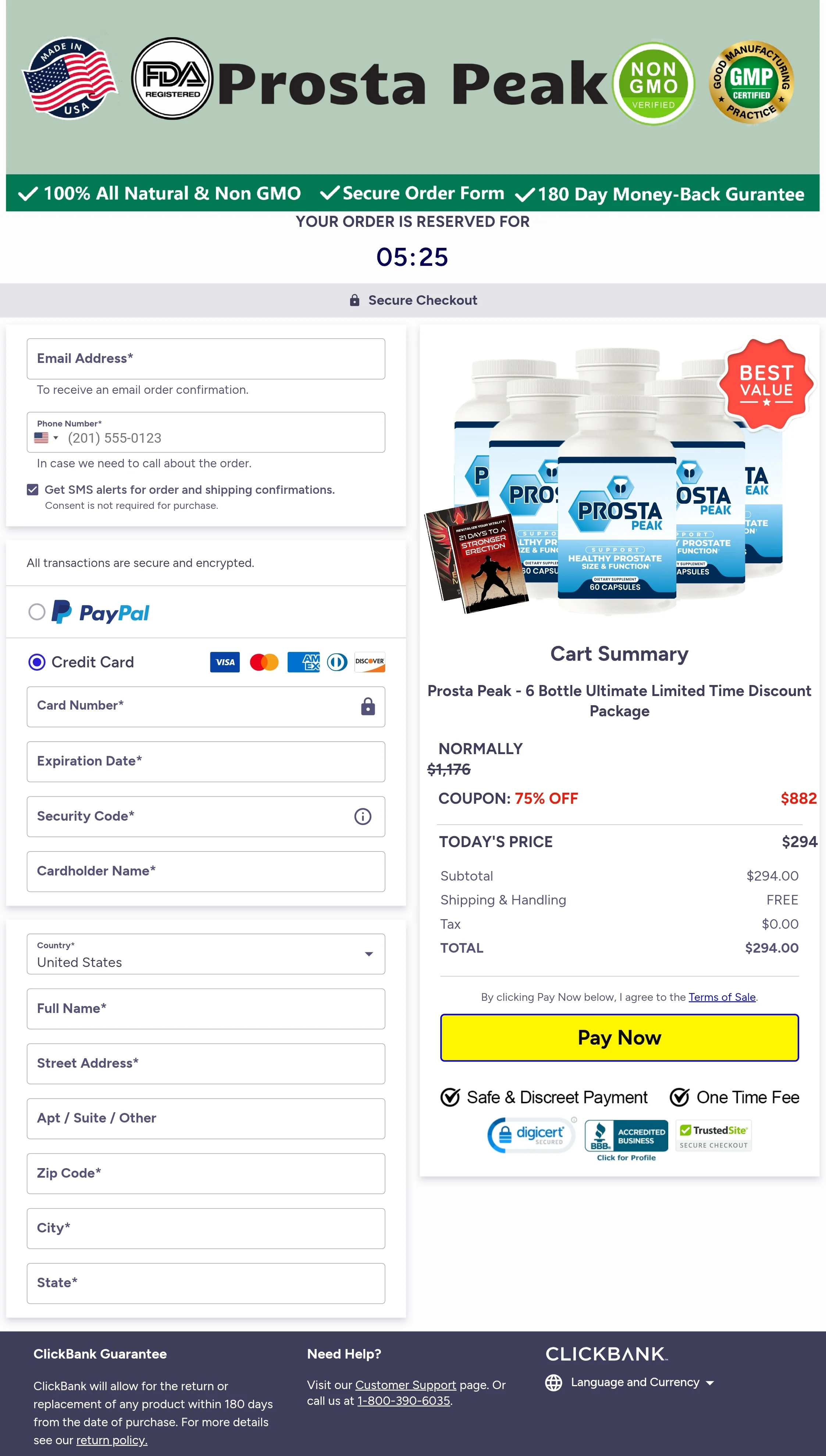 Prosta Peak order form